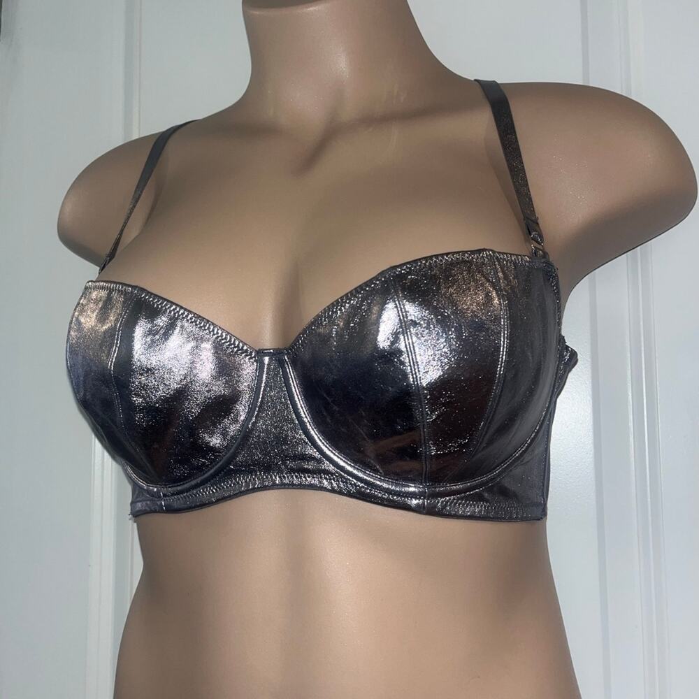34C METALLIC SILVER VICTORIA'S SECRET DREAM ANGELS LINED BALCONETTE BRA